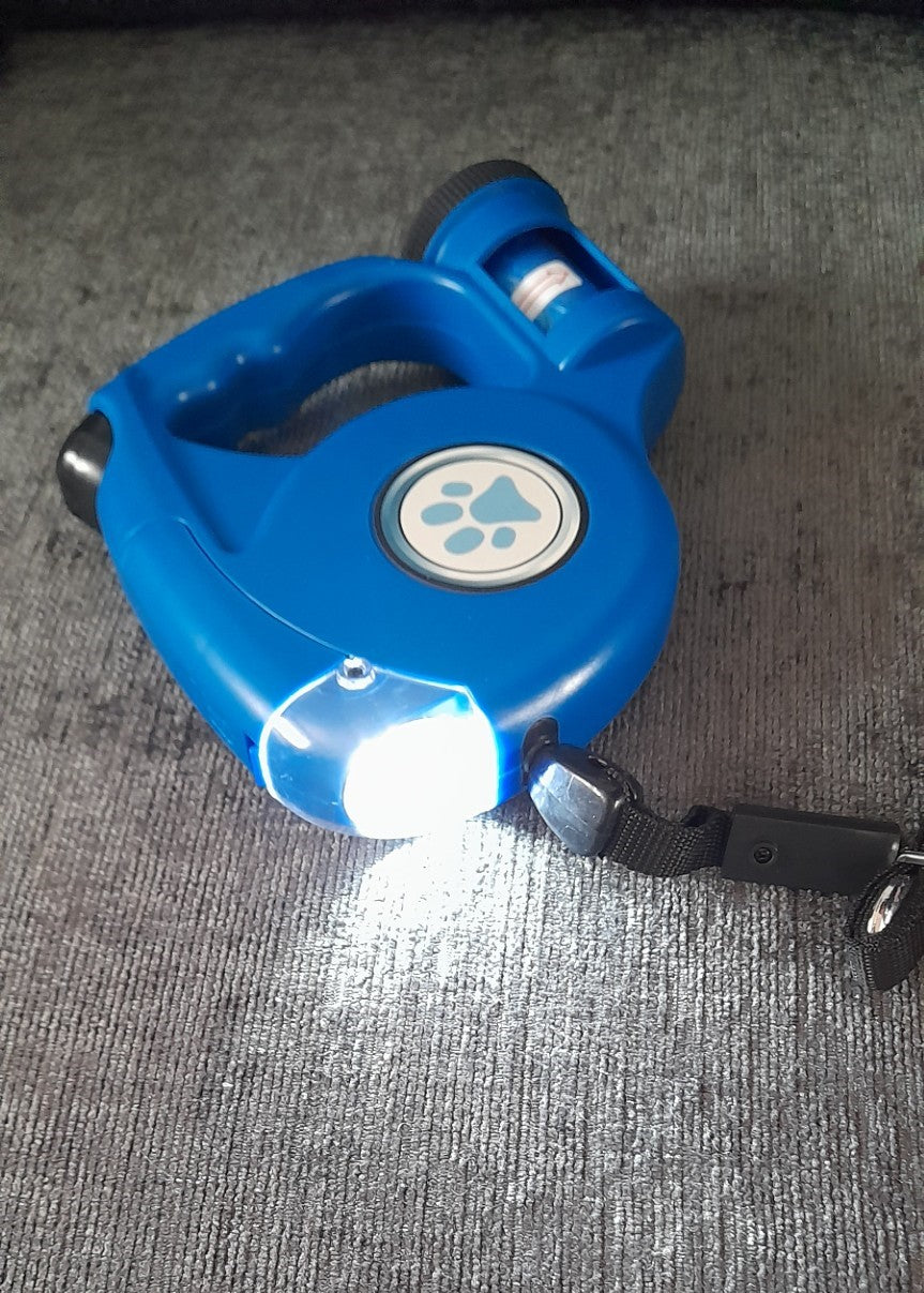 Retractable Dog Lead with LED Light & Poop Bag Dispenser