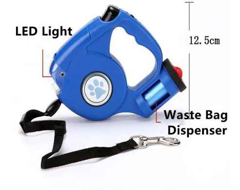 Retractable Dog Lead with LED Light & Poop Bag Dispenser